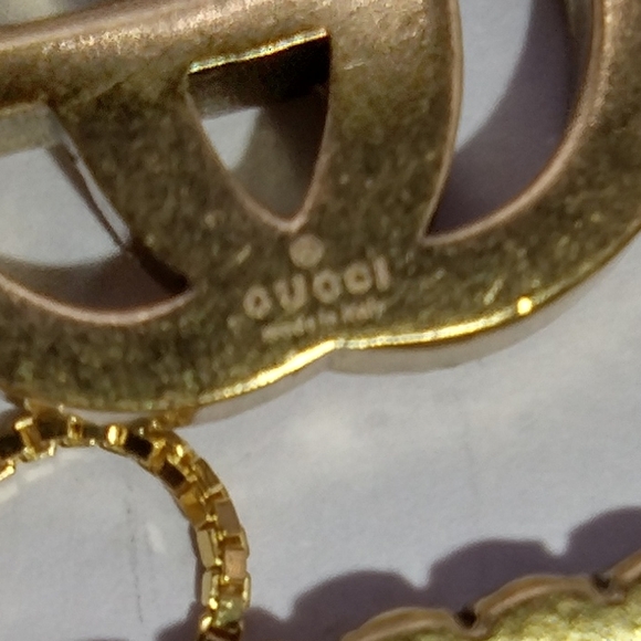 AUTHENTIC GUCCI CHARM bronzy GOLD metal, 32mmX22mm w/.925 Chain - Picture 4 of 8